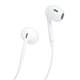 
Į ausis įdedamos laidinės ausinės su 3,5 mm mini jack jungtimi, baltos spalvos
