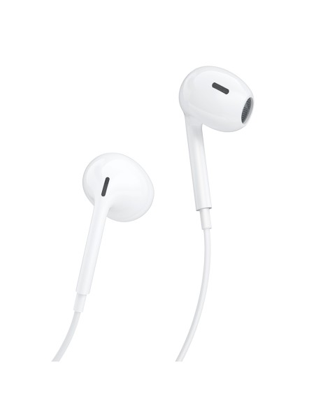 
Į ausis įdedamos laidinės ausinės su 3,5 mm mini jack jungtimi, baltos spalvos

