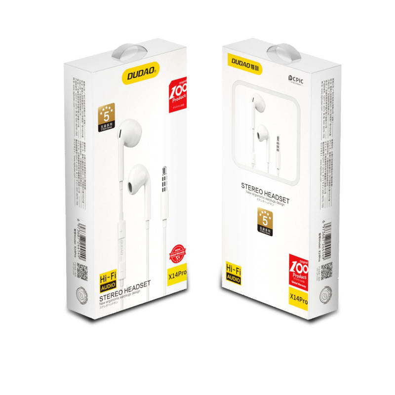 
Į ausis įdedamos laidinės ausinės su 3,5 mm mini jack jungtimi, baltos spalvos
