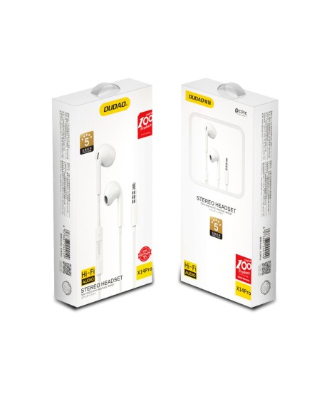 
Į ausis įdedamos laidinės ausinės su 3,5 mm mini jack jungtimi, baltos spalvos
