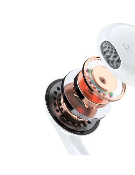 
Į ausis įdedamos laidinės ausinės su 3,5 mm mini jack jungtimi, baltos spalvos

