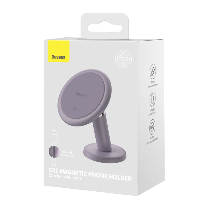 Magnetinis automobilinio telefono laikiklis prietaisų skydeliui C01 violetinė