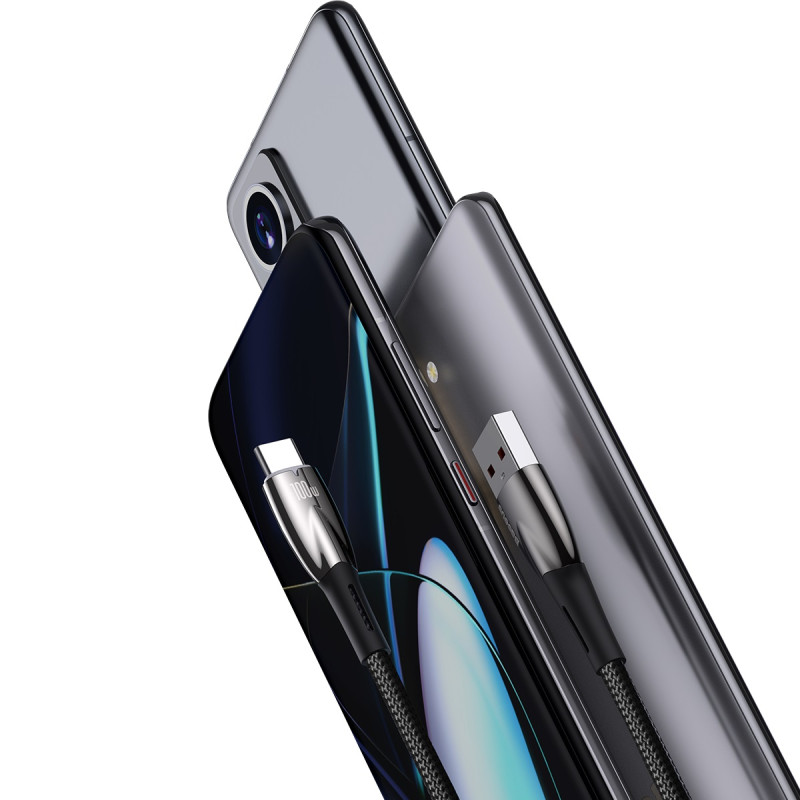 Patvarus lankstus greito įkrovimo laidas USB-A - USB-C 100W 1m juodas