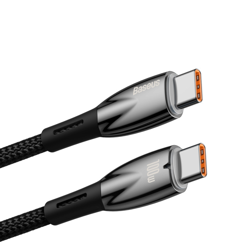 Patvarus lankstus USB-C greito įkrovimo laidas 100W 1m juodas