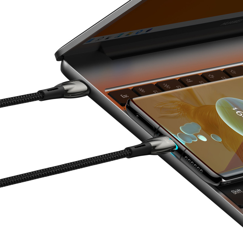Patvarus lankstus USB-C greito įkrovimo laidas 100W 1m juodas