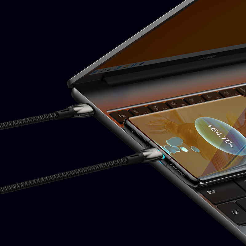 Patvarus lankstus USB-C greito įkrovimo laidas 100W 1m juodas