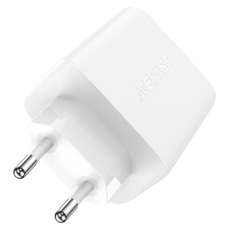 GaN greitas įkroviklis 2x USB-C USB-A PPS PD QC4+ 65W balta