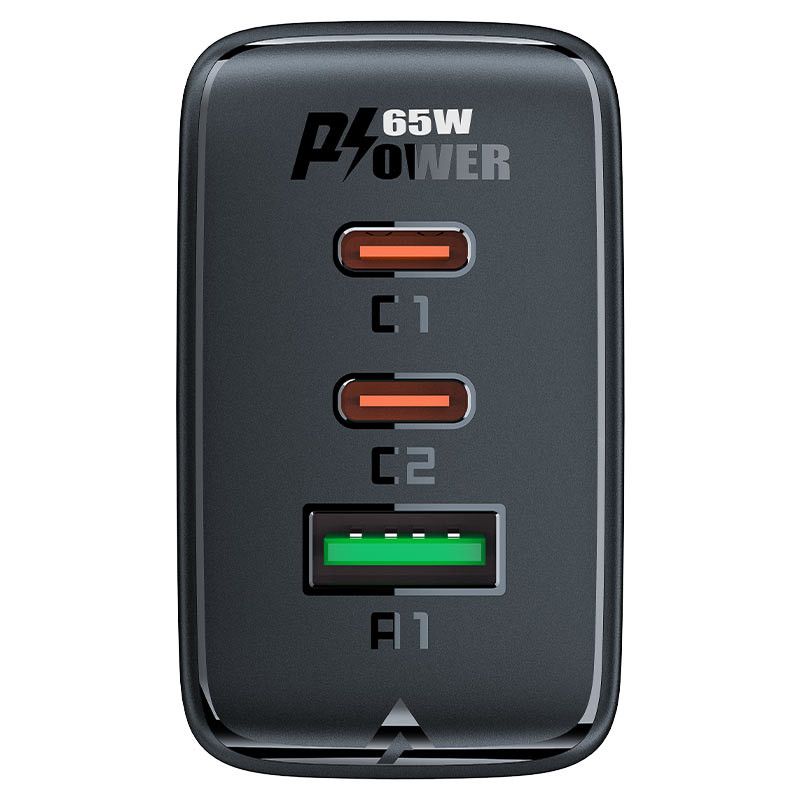 GaN greitas įkroviklis 2x USB-C USB-A PPS PD QC4+ 65W balta