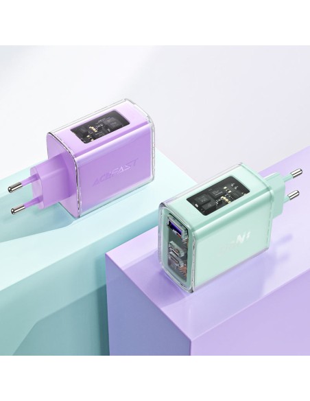 
GaN 65W tinklo įkroviklis 3 prievadai 1x USB 2x USB-C žalia
