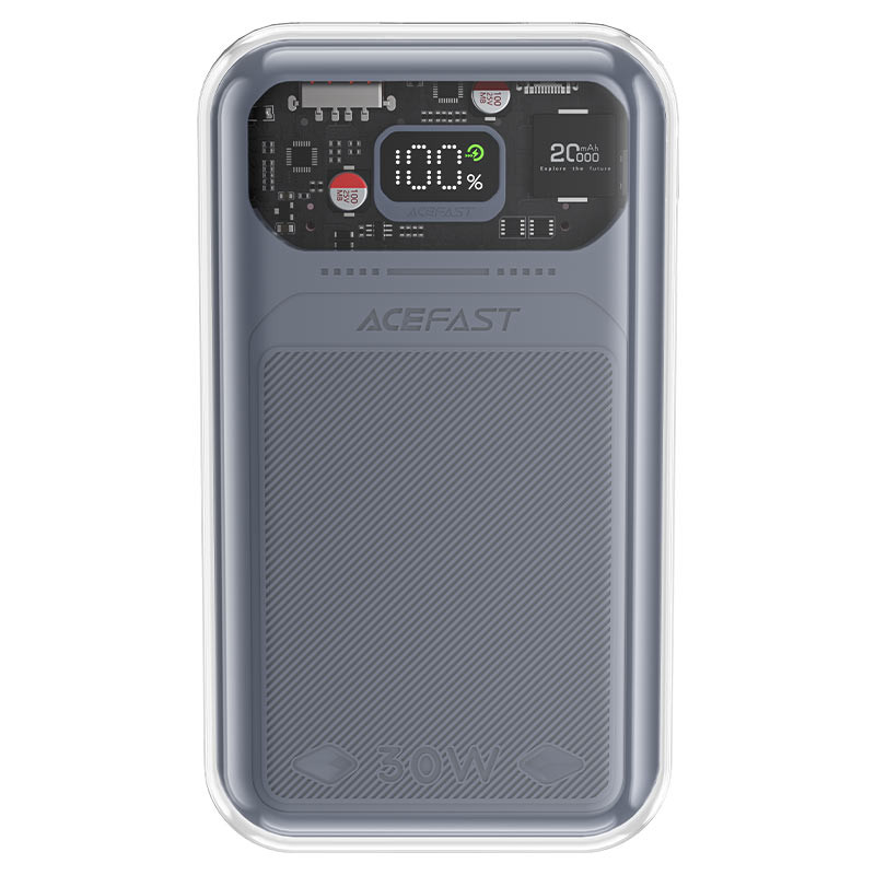 
Powerbank 20000mAh Sparkling Series greitas įkrovimas 30W QC AFC FCP SCP pilka
