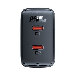 
GaN 35W PD 2x USB-C greitas įkroviklis, juodas
