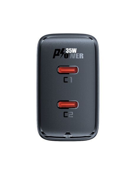 
GaN 35W PD 2x USB-C greitas įkroviklis, juodas
