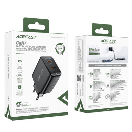 
GaN 35W PD 2x USB-C greitas įkroviklis, juodas
