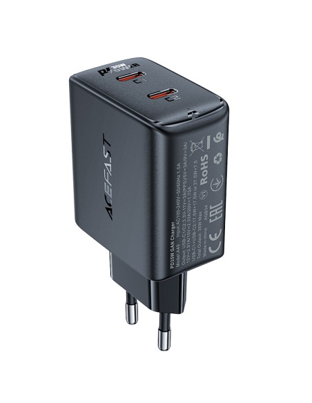 
GaN 35W PD 2x USB-C greitas įkroviklis, juodas
