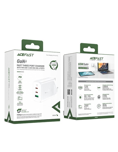 Maitinimo įkroviklis Angliškas kištukas UK GaN 65W 1x USB 2x USB-C PD balta
 
Maitinimo įkroviklis Angliškas kištukas UK GaN 65W 1x USB 2x USB-C PD balta