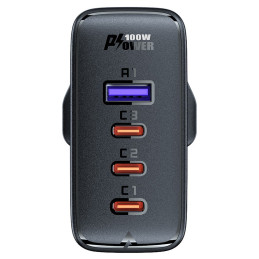 
2in1 laidas ir greitas GaN tinklo įkroviklis, JK kištukas, 100W PD 3x USB-C USB juodas
