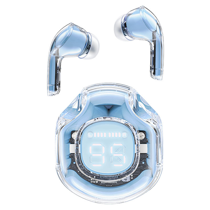
T8 Bluetooth TWS belaidės ausinės su dėklu, šviesiai mėlyna
