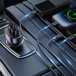 
70W automobilinis įkroviklis su 4 prievadais 2x USB-C PD 2x USB QC juodas
