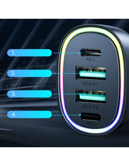 70W automobilinis įkroviklis su 4 prievadais 2x USB-C PD 2x USB QC juodas
 
70W automobilinis įkroviklis su 4 prievadais 2x USB-C PD 2x USB QC juodas