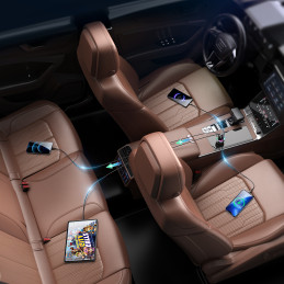 
70W automobilinis įkroviklis su 4 prievadais 2x USB-C PD 2x USB QC juodas
