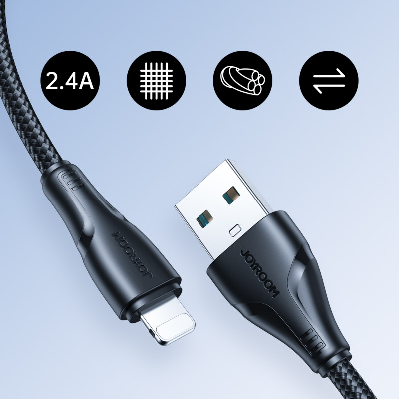 Kabelis iPhone Surpass Series USB - Lightning 2.4A 2m juodas