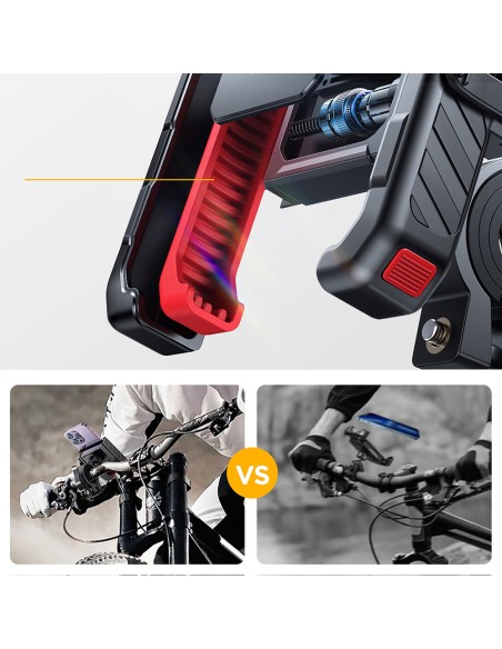 
Vairo telefono laikiklis filmavimui, dviračiui, motociklui, paspirtukui, vežimėliui
