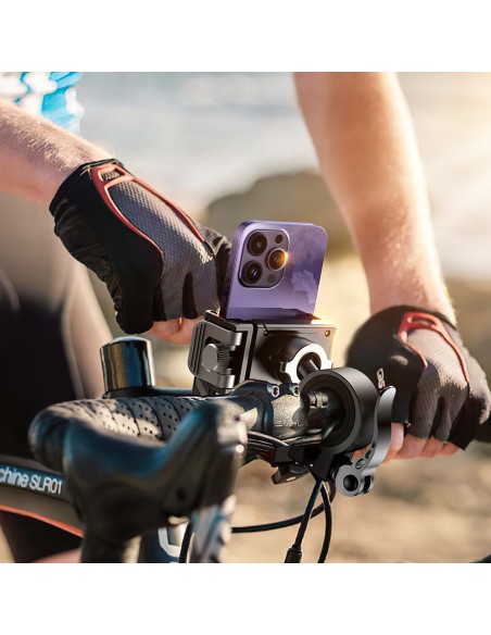 
Vairo telefono laikiklis filmavimui, dviračiui, motociklui, paspirtukui, vežimėliui
