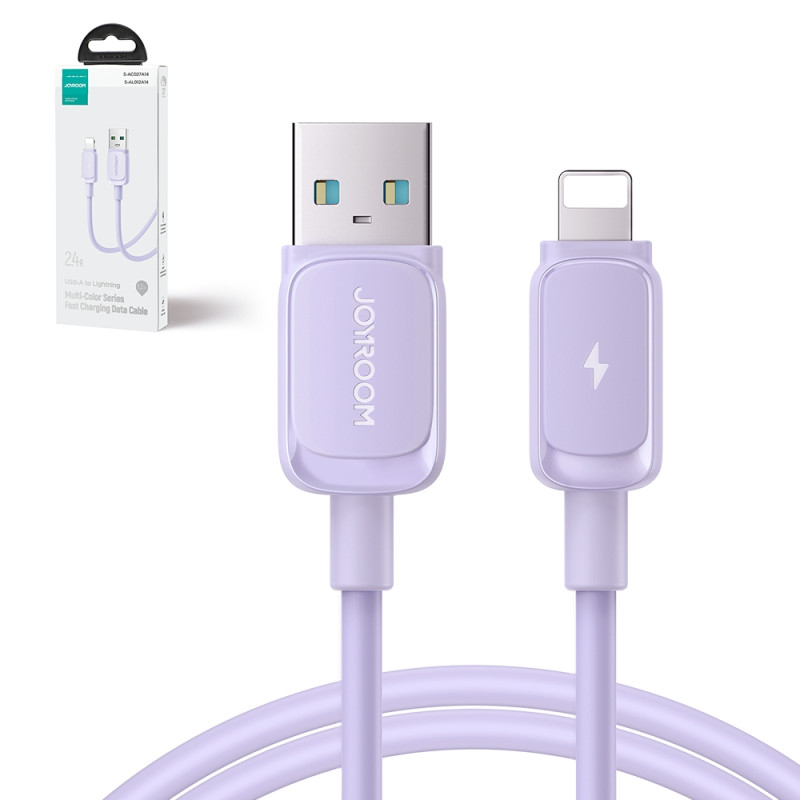 Kabelis iPhone USB-A - Lightning 2.4A 1.2m violetinis