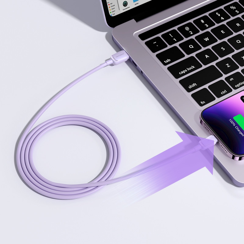 Kabelis iPhone USB-A - Lightning 2.4A 1.2m violetinis