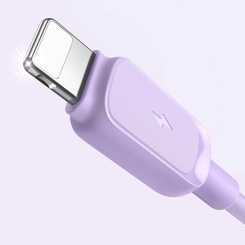 Kabelis iPhone USB-A - Lightning 2.4A 1.2m violetinis