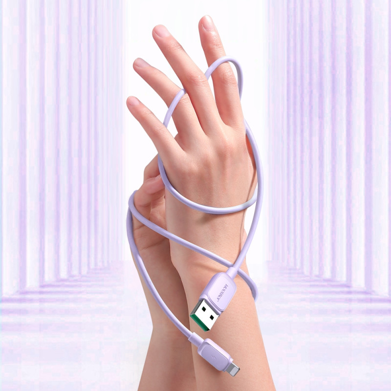 Kabelis iPhone USB-A - Lightning 2.4A 1.2m violetinis