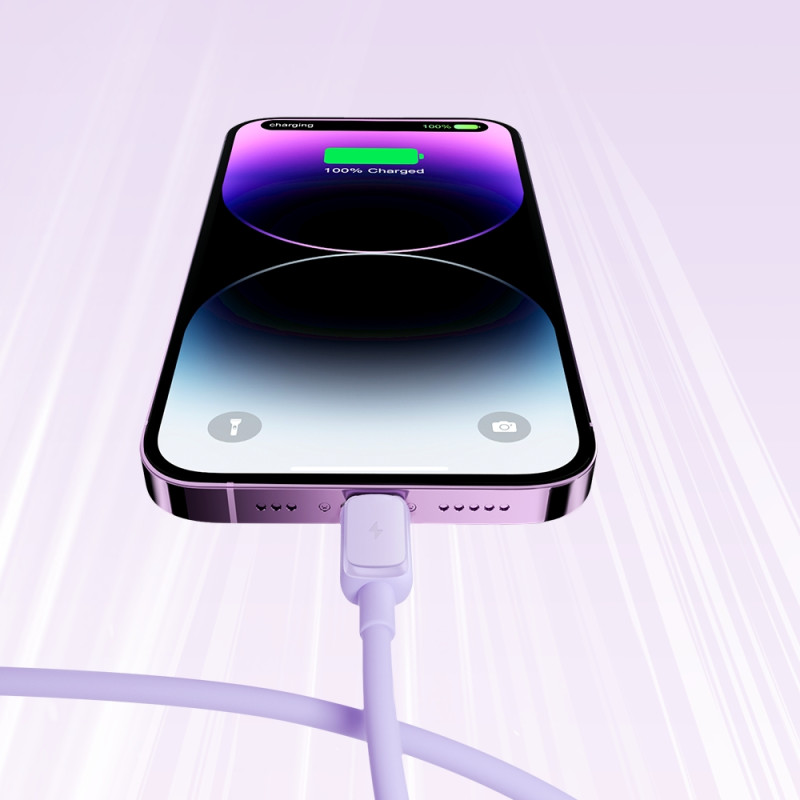 Kabelis iPhone USB-A - Lightning 2.4A 1.2m violetinis