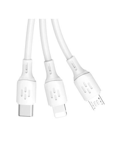 3in1 kabelis USB-A į USB-C mikro USB iPhone Lightning 480Mb/ s 1,2m baltas
 
3in1 kabelis USB-A į USB-C mikro USB iPhone Lightning 480Mb/ s 1,2m baltas