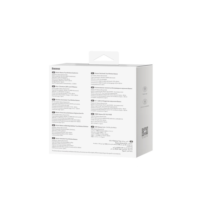 TWS Bluetooth 5.3 Bowie EZ10 belaidės ausinės, baltos
