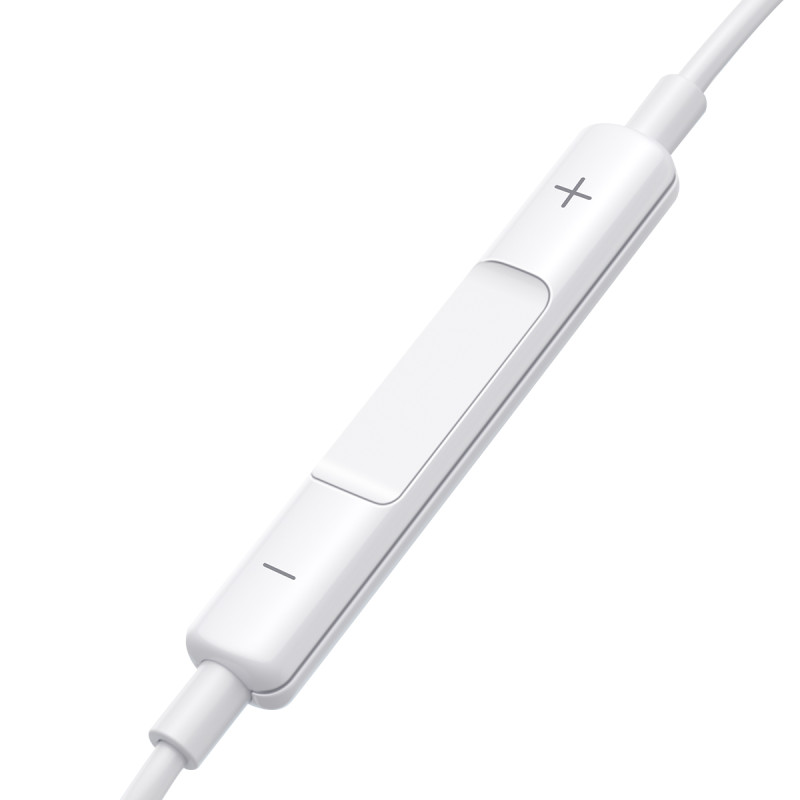 Laidinės ausinės su 3,5 mm mini lizdu ir baltu nuotolinio valdymo pultu