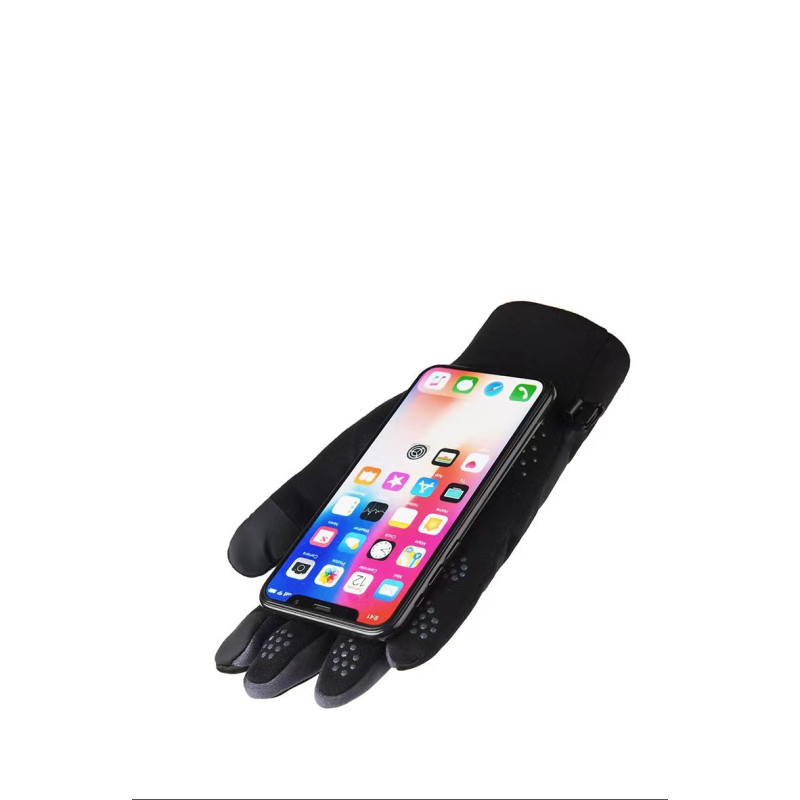 
Vyriškos sportinės vėjo nepraleidžiančios jutiklinės telefono pirštinės, pilkos spalvos
