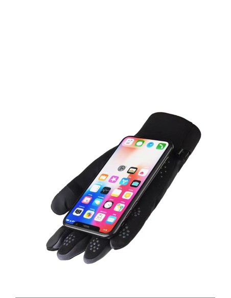 
Vyriškos sportinės vėjo nepraleidžiančios jutiklinės telefono pirštinės, pilkos spalvos
