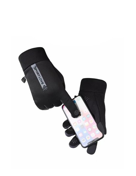 
Moteriškos vėjui atsparios sportinės liečiamo ekrano telefono pirštinės, juodos ir rožinės spalvos
