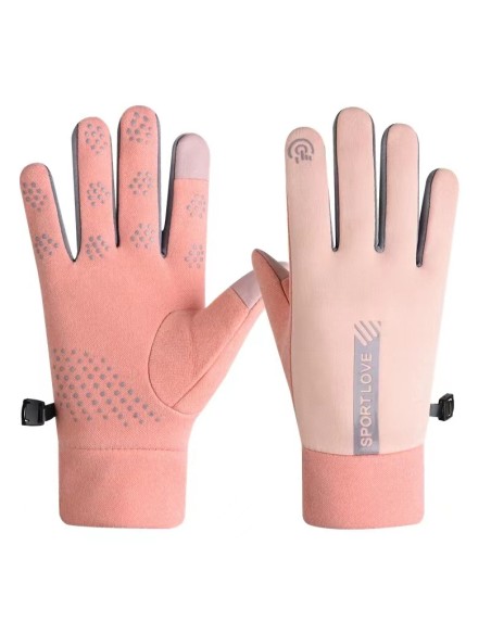 
Moteriškos vėjui atsparios sportinės pirštinės telefonui, rožinės spalvos

