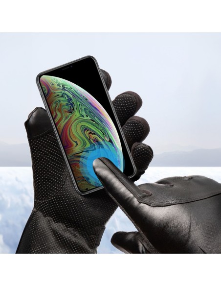 
Žieminės telefono pirštinės iš PU odos, izoliuotos vyrams, juodos
