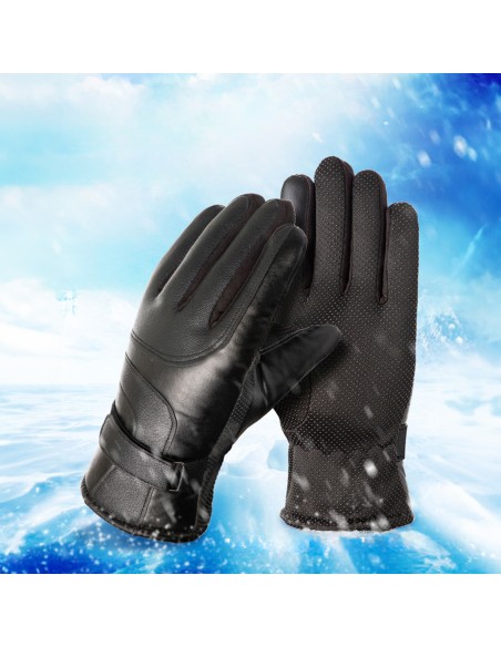 
Žieminės telefono pirštinės iš PU odos, izoliuotos vyrams, juodos
