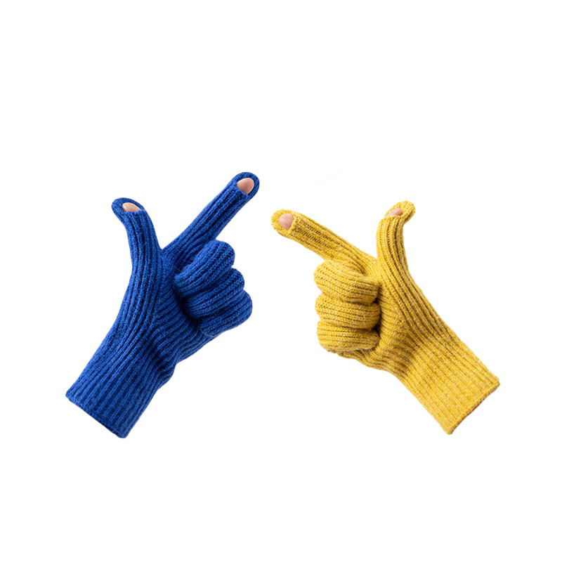 
Unisex smėlio spalvos megztos pirštinės telefonui su išpjovomis pirštams
