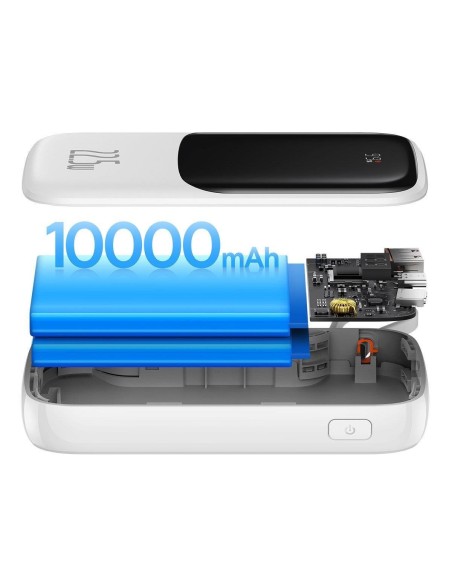 Maitinimo bankas su greitu įkrovimu 10000 mAh 22,5 W QC-PD-SCP-FCP USB-C kabelis baltas