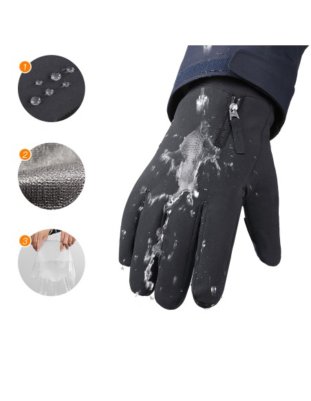 
Žieminės pirštinės telefonui, sportui, lauke, slidinėjimui, dviračiui, bėgiojimui, dydžiai. XL juoda
