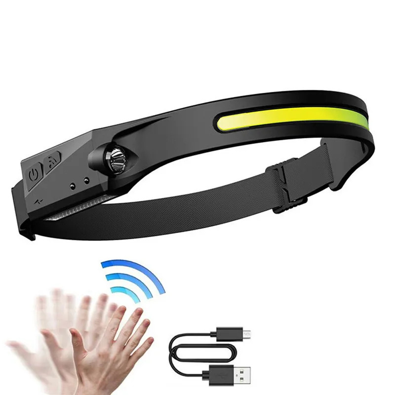 LED priekinis žibintas su judesio jutikliu IPX4 USB-C 1200 mAh juodas