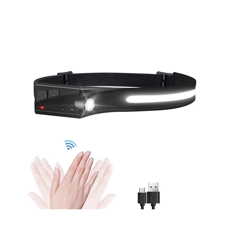 LED priekinis žibintas su judesio jutikliu IPX4 USB-C 1200 mAh juodas