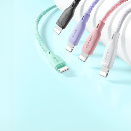 
Kabelis iPhone Multi-Color Series USB-A - Lightning 3A 1m violetinis
