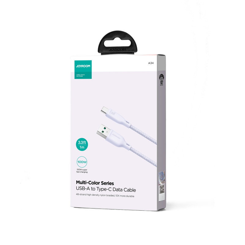 Multi-Color Series USB-A – USB-C laidas 100W greitas perdavimas 1m violetinė