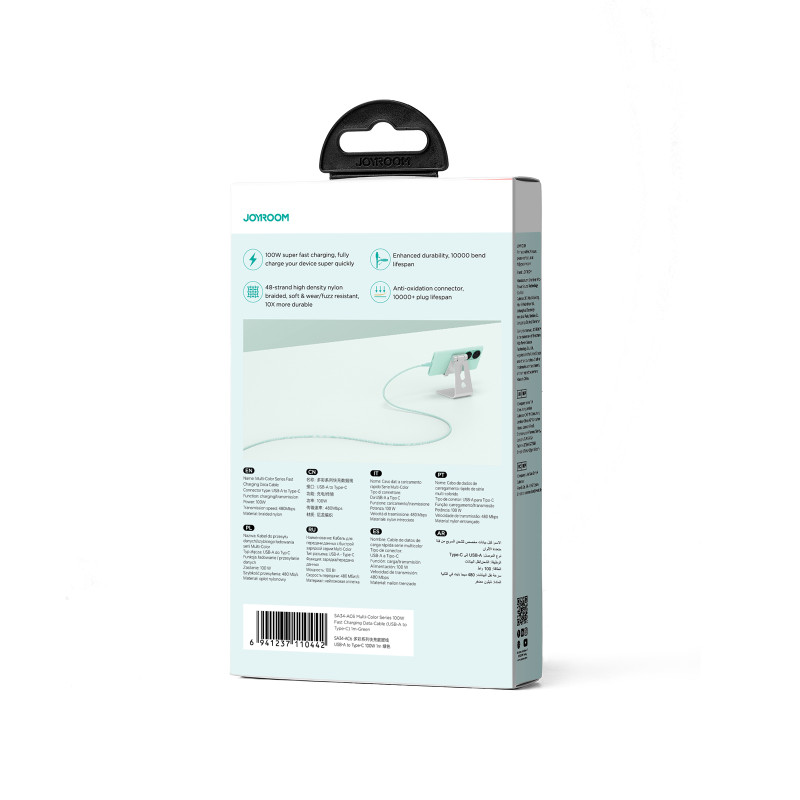 Multi-Color Series USB-A – USB-C laidas 100W greitas perdavimas 1m žalias
