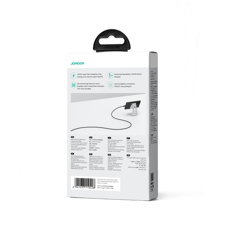 
Multi-Color Series USB-A – USB-C laidas 100W greitas perdavimas 1m juodas
